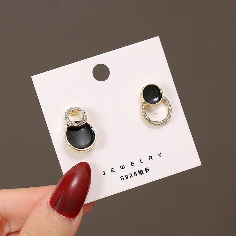 High Quality Minimalist Creative Round Bow Earrings Fashion Rhinestone Imitation Pearl Earrings, Designed For The Temperament of