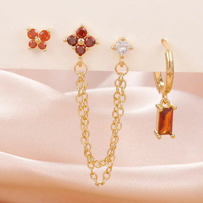 3PCS Exquisite Stainless Steel 12 Constellation Birthstone Earrings Set for Woman Cartilage Piercing Earrings Fashion Jewelry