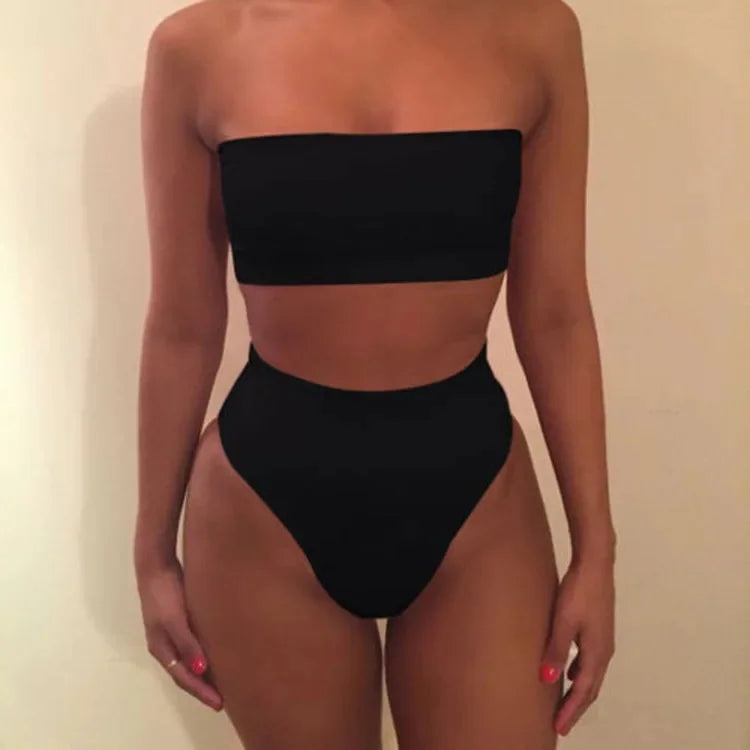 Sexy Solid Color Bikini Set Two-Piece Swimsuit Spring Summer New Arrival Women's Fashionable Swimwear Pure Color Divided Suit