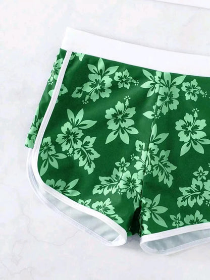 2025 Halter Sporty Bikinis Printed Swimsuit Women High Waist Shorts Swimwear Female Bathers Bathing Swimming Swim Suit Beachwear