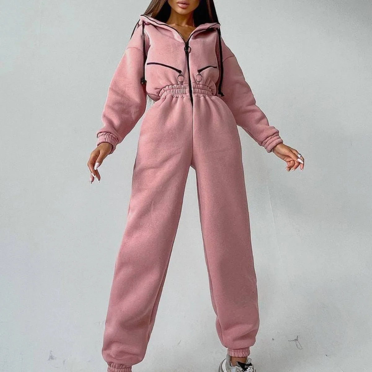 2023 Female Hoodies Jumpsuits One Piece Outfit Warm Fleece Sport Jumpsuit Women Sportswear Playsuit Long Sleeve Zipper Overalls