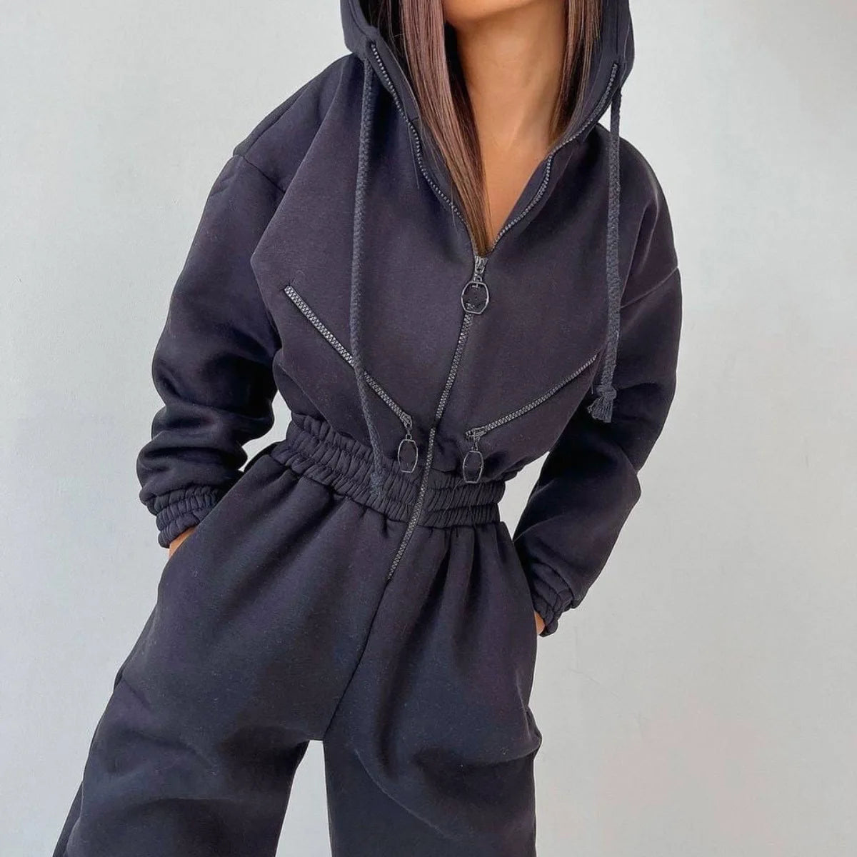 2023 Female Hoodies Jumpsuits One Piece Outfit Warm Fleece Sport Jumpsuit Women Sportswear Playsuit Long Sleeve Zipper Overalls