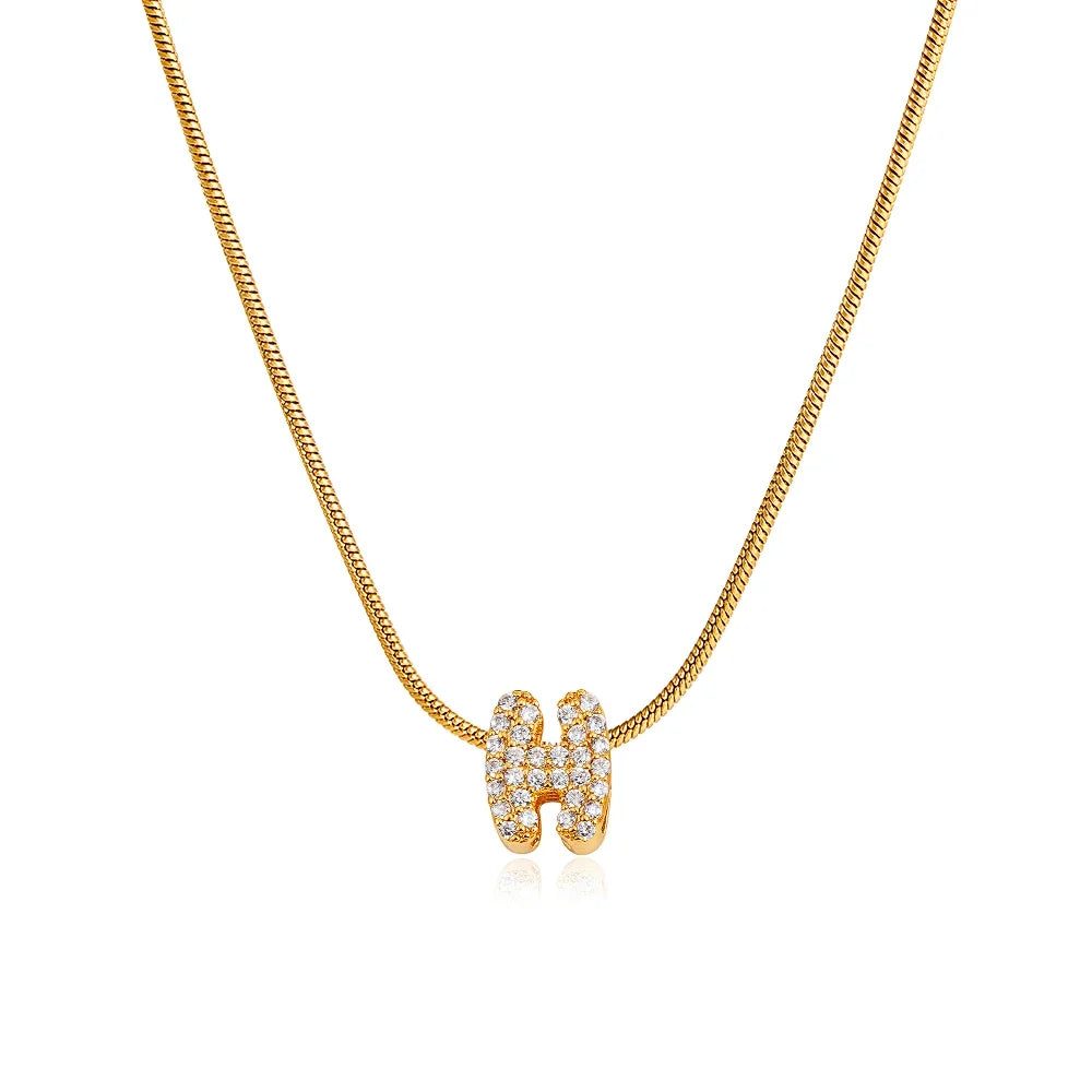 Fashion Tiny CZ Zircon Initial Alphabet Pendant Neckalce Gold Plated Stainless Steel A-Z Letter Necklaces Birthday Gifts Jewelry