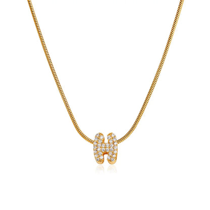 Fashion Tiny CZ Zircon Initial Alphabet Pendant Neckalce Gold Plated Stainless Steel A-Z Letter Necklaces Birthday Gifts Jewelry