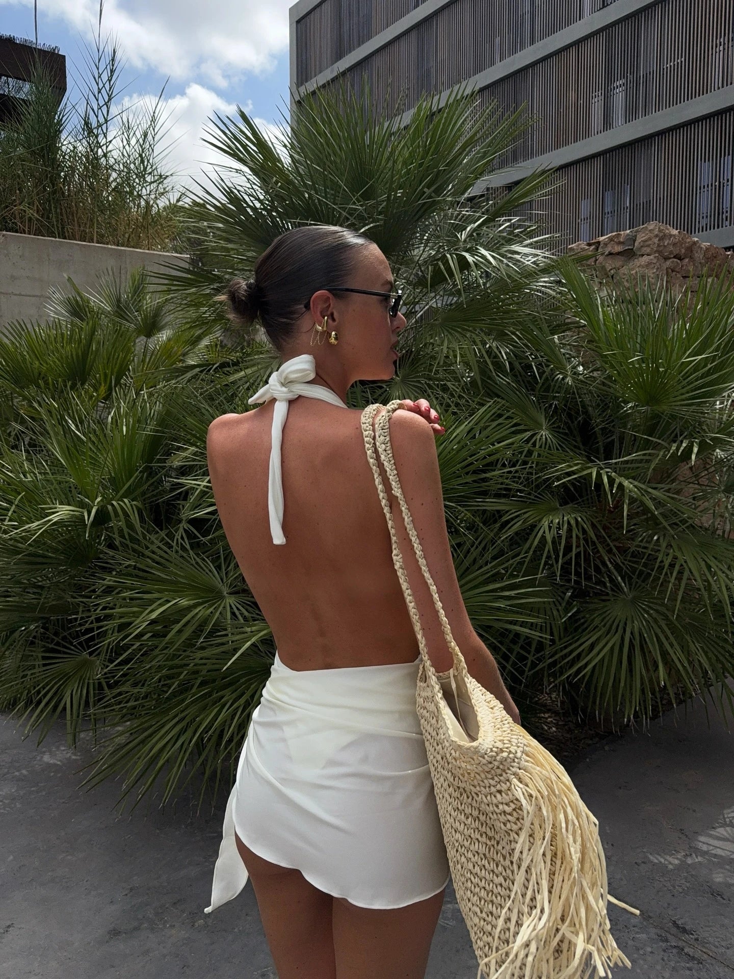 Two Pieces Micro Bikini 2025 Sexy Swimsuit Women Halter Swimwear Biquini Female Solid Bodysuit Bathing Suits Sarong Mini Skirt