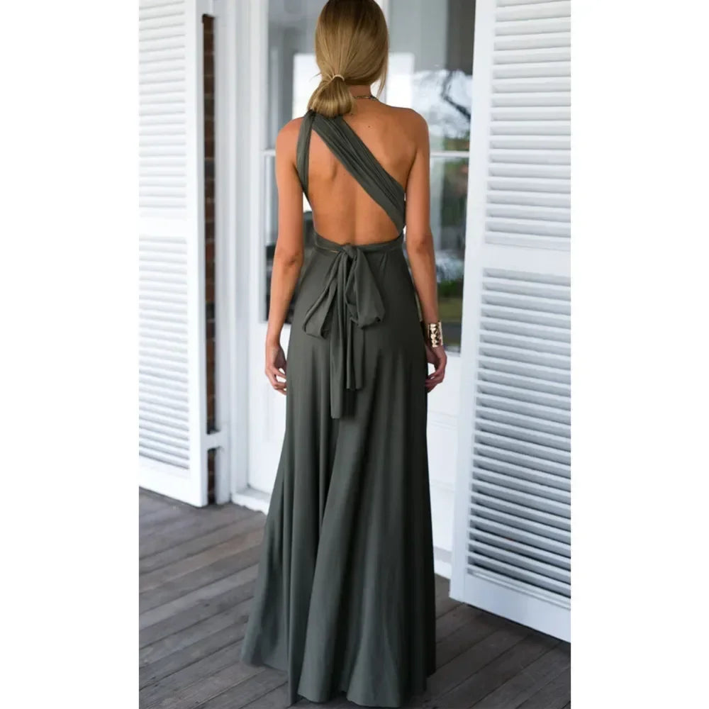 Fashion Multi-worn V-neck Vestidos De Fiesta Women Long Dress Sexy Strapped Lady Summer Maxi Dress