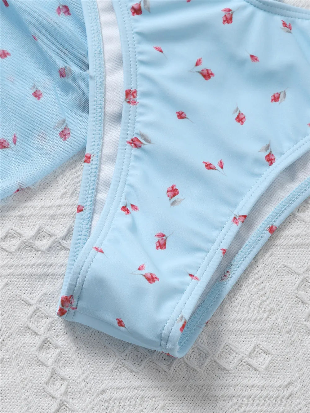 Yellow Floral Print Swimwear Mesh Cove Ups 3 Piece Bikini Set Damen Sexy Swimsuit Women 2026 Beach Wear Bikinis Swimming Wear