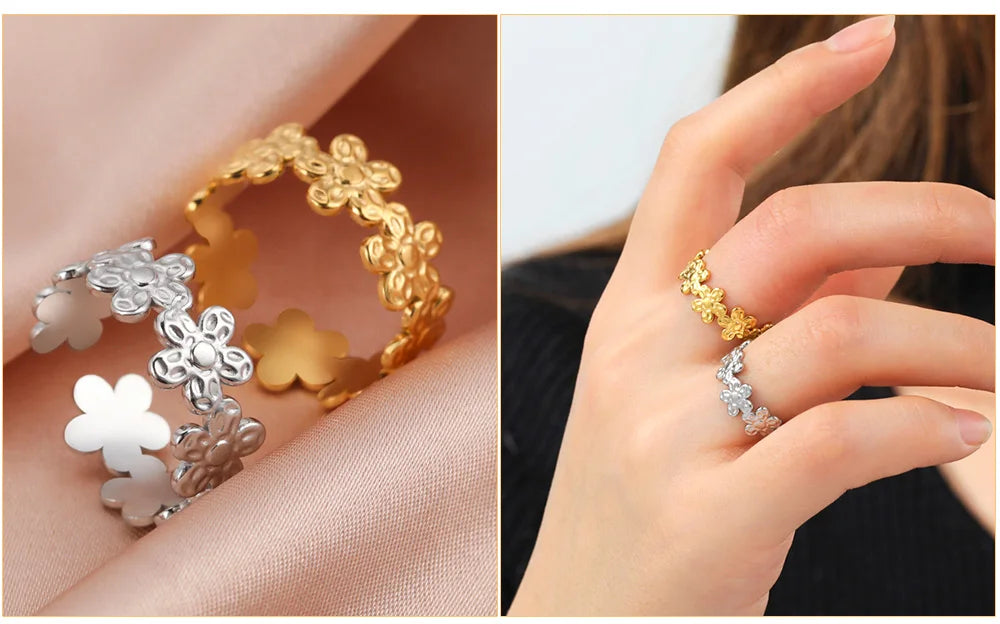 Skyrim Stainless Steel Women Rings Geometric Heart Aesthetic Adjustable Open Finger Ring Fashion Party Jewelry Gifts Wholesale