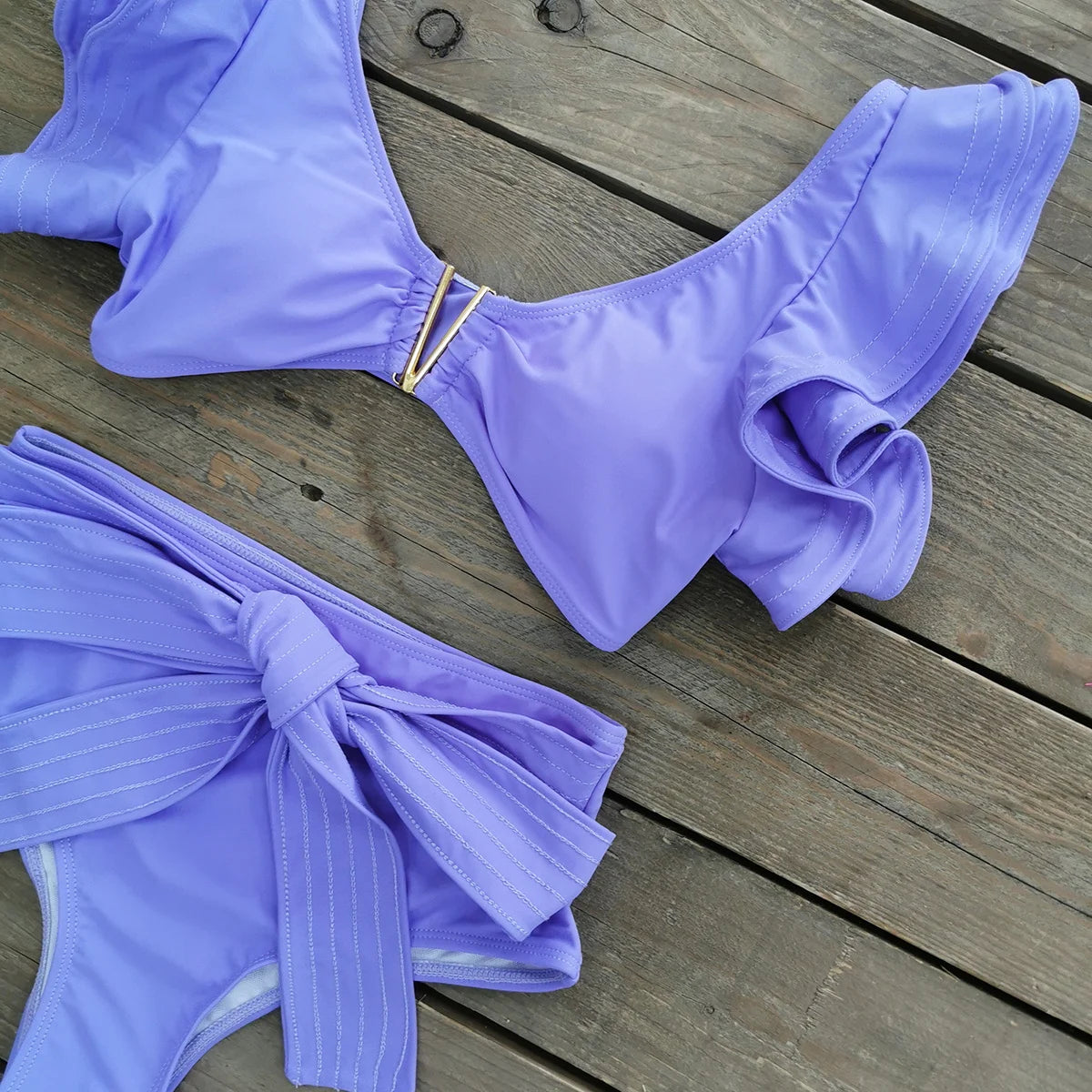 2025 Print Bikini Women Swimwear Push Up Swimsuit High Waist Biquini Halter Backless Bathing Suit Ruffle Beach Wear Summer