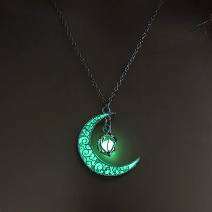 Womens Teen Girls Luminous Moon Necklace Moon Pendants Chain Choker Glow in The Dark Necklace Jewellery Gifts Ожерелье