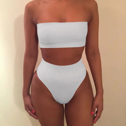 Sexy Solid Color Bikini Set Two-Piece Swimsuit Spring Summer New Arrival Women's Fashionable Swimwear Pure Color Divided Suit