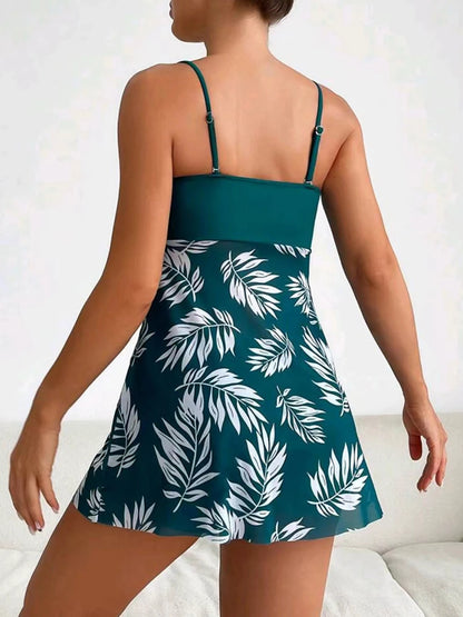 2025 Short Dress Tankini With Shorts Swimsuit Women Swimwear Female Padded Printed Bathing Swim Suit Swimming Beachwear Summer