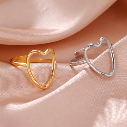 Skyrim Stainless Steel Women Rings Geometric Heart Aesthetic Adjustable Open Finger Ring Fashion Party Jewelry Gifts Wholesale