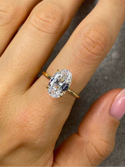 925 Sterling Silve Gorgeous Shiny 1-8CT Zircon Oval Stone Ring For Women Engagement Wedding Luxury High Quality Fine Jewelry