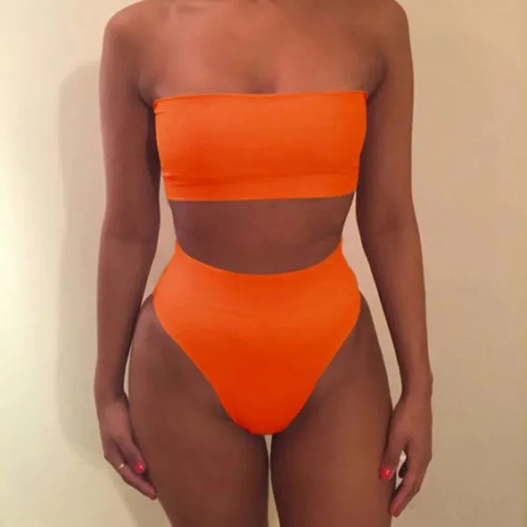 Sexy Solid Color Bikini Set Two-Piece Swimsuit Spring Summer New Arrival Women's Fashionable Swimwear Pure Color Divided Suit