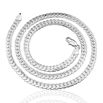 925 Sterling Silver 8/16/18/20/22/24 Inch 6mm Side Chain Necklace Bracelet For Woman Men Fashion Charm Wedding Jewelry
