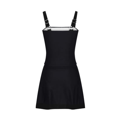 Women Monokini U-Neck Cross-Back Padded One-Piece Swimsuit Lady Solid Color Backless Bathing Suit Sexy Slim Fit Beach Swimwear