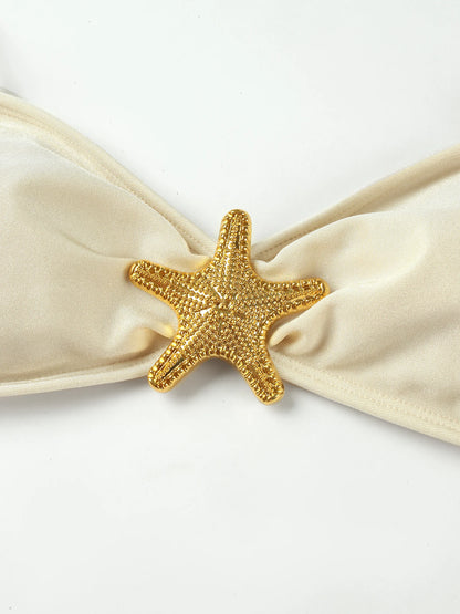 2025 Summer 3 Piece Bikini Sets Strapless Bikini Top With Half Long Skirt Cover ups Beach Wear Female Biquini Bathing Suit K210