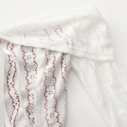 Suninheart White Off The Shoulder Autumn Bodycon Dress 2025 Long Sleeve Elegant Lace Maxi Dress Wedding Guest Dress for Women