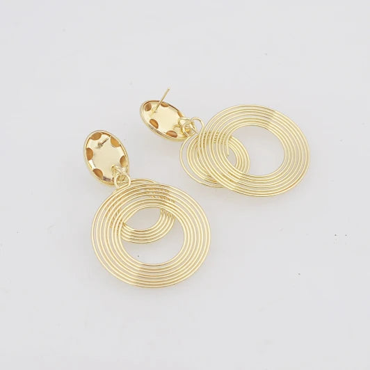Two-layers Circles Women's Hanging Earrings Gold Color Silver Color Metal Spiral Pendants Dangle Earrings for Female European