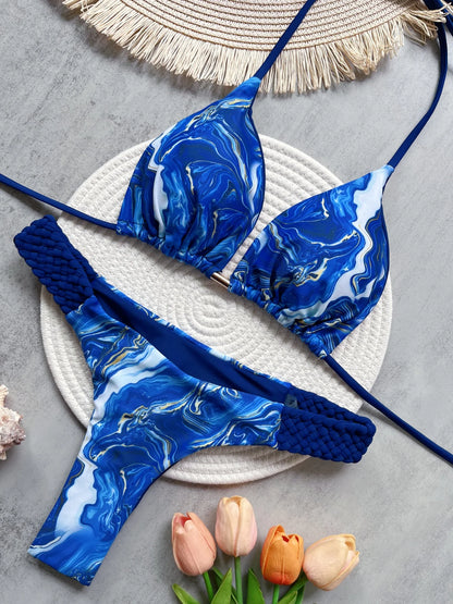 RUOTONSEPT Print Halter Mini Thong High Cut Bikini Female Swimsuit Women Swimwear Two-pieces Bikini set Bather Bathing Suit Swim