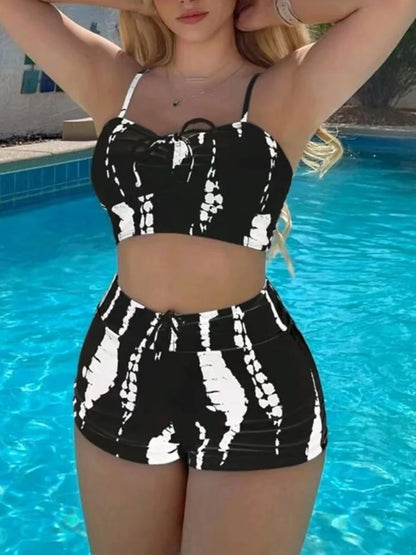 2025 Print High Waist String Two Piece Bikini Women Swimwear Female Swimsuit Bathers Bathing Swimming Suit Beachwear Summer