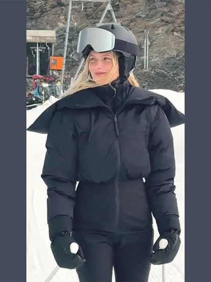 Cotton Ski Women's Winter Jumpsuit Sets Zipper Loose Jacket Straight Pants Suits Skiwear Snow Commute Street Outdoors Romper