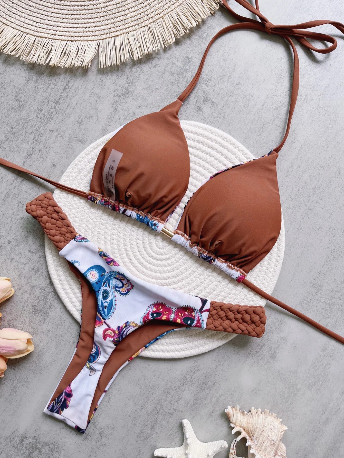 RUOTONSEPT Print Halter Mini Thong High Cut Bikini Female Swimsuit Women Swimwear Two-pieces Bikini set Bather Bathing Suit Swim