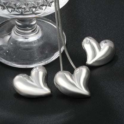 LUXUKISSKIDS Fashion Cubic Love Heart Minimalist Jewelry Set Necklace Earrings Bracelets Stainless Steel Women/Girls Accesories