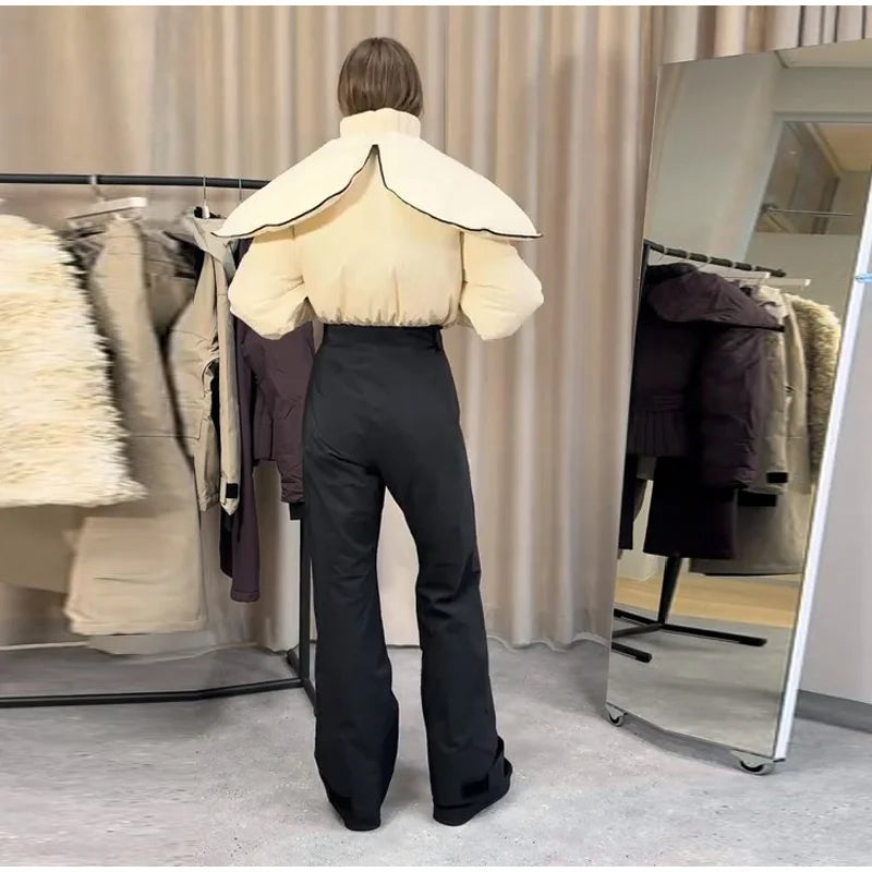 Cotton Ski Women's Winter Jumpsuit Sets Zipper Loose Jacket Straight Pants Suits Skiwear Snow Commute Street Outdoors Romper