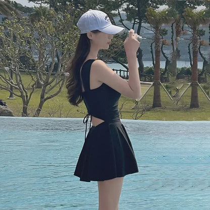 New Summer Women's Solid Color One-piece Swimsuit Slimming and Sexy Backless Tight Swimsuit Outdoor Party Pool Swimsuit