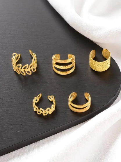 5pcs/set Trendy Elegant Design Ear Cuff Classic Elegant Style Women's No Piercing Clip Earrings Leaf Shaped Circle Stacked Shape