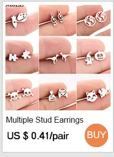 SMJEL Multiple Stainless Steel Stud Earrings for Women Girls Fashion Minimalist Skull Ghost Music Earrings Jewelry Punk Gifts