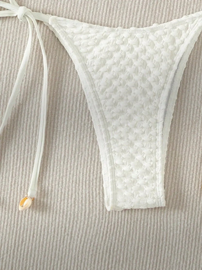 Sexy Bikini Set Shell Designer Swimsuit 2025 White Black Push Up Micro Bikinis Summer Bathing Suit Tie Side Triangle Swimwear