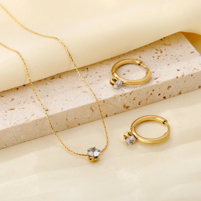 LUXUKISSKIDS Fashion Cubic Love Heart Minimalist Jewelry Set Necklace Earrings Bracelets Stainless Steel Women/Girls Accesories