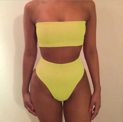 Sexy Solid Color Bikini Set Two-Piece Swimsuit Spring Summer New Arrival Women's Fashionable Swimwear Pure Color Divided Suit