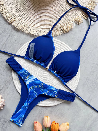 RUOTONSEPT Print Halter Mini Thong High Cut Bikini Female Swimsuit Women Swimwear Two-pieces Bikini set Bather Bathing Suit Swim