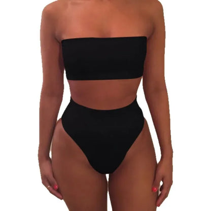 Sexy Solid Color Bikini Set Two-Piece Swimsuit Spring Summer New Arrival Women's Fashionable Swimwear Pure Color Divided Suit