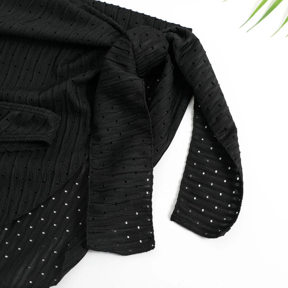 2025 Summer Halter Bikini 3 Pieces Women Special Material Sexy Thong Swimwear With Sarong Skirt White/Black/Pink/Green Beachwear