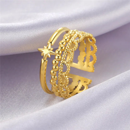 Skyrim Stainless Steel Women Rings Geometric Heart Aesthetic Adjustable Open Finger Ring Fashion Party Jewelry Gifts Wholesale