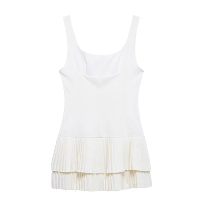 MUJER 2025 Pleated Mini Dress Women Jumpsuit Backless Short Dresses for Women Straps Playsuit Dress Woman Party Women's Dress