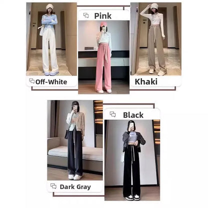 High Waist Wide Leg Pants Women's Autumn Winter Flannel Fce Lined Straight Cut Trousers Casual High Waist Pants