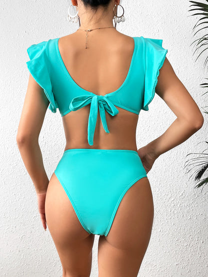 2025 Print Bikini Women Swimwear Push Up Swimsuit High Waist Biquini Halter Backless Bathing Suit Ruffle Beach Wear Summer
