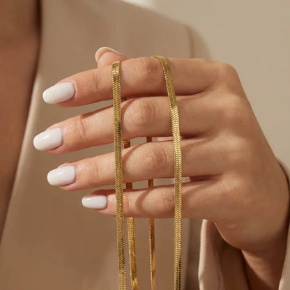 Minimalist Unisex Snake Chain Necklace Choker Stainless Steel Herringbone Gold Color Fashion Jewelry Gift For Her Women and Men