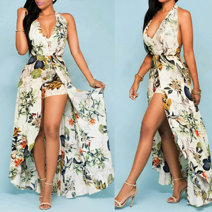 Women's V-neck Waist-fitted Skort Irregular Bottom 9736