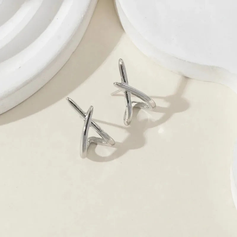 Stainless Steel Cross Stud Earrings for Women Girls Trendy Dainty Simple Minimalist Accessories Party Fashion Jewelry Gifts