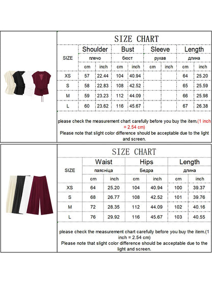 TFMLN Fashion Women's Trouser Suits Sleeveless V-Neck Top With Belt Straight Pants Sets 2025 Spring Summer Commuter 2 Piece Set