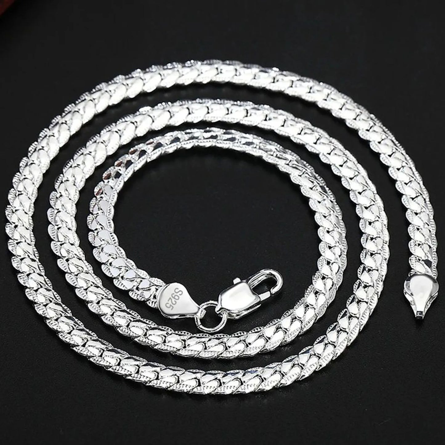 925 Sterling Silver 8/16/18/20/22/24 Inch 6mm Side Chain Necklace Bracelet For Woman Men Fashion Charm Wedding Jewelry