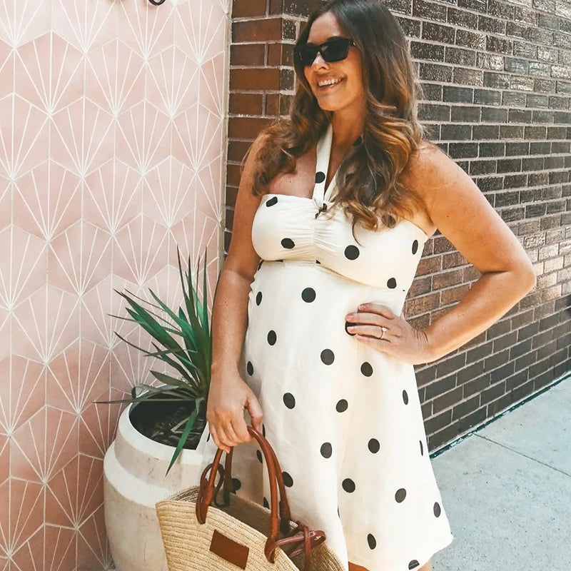 Ticketsx Polka Dot Dress Women's Sexy Scarf One Shoulder Backless Pleated Strapless Mini Dress Female Summer Luxury Loose Dress