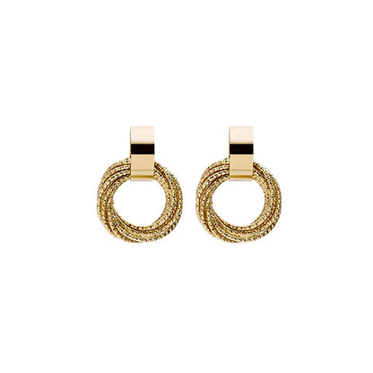 Vintage Metal Round Drop Earrings for Women Trendy Party Geometry Statement Jewelry Multilayer Small Circle Dangle Earrings